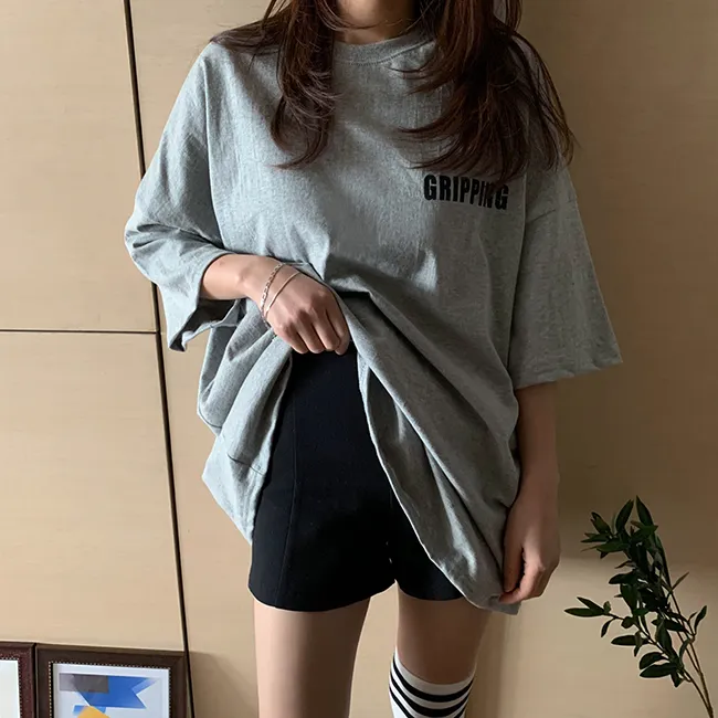 (🚀당일출발!/남여공용/빅사이즈) 루즈핏 오버 레터링 패치 반팔 티셔츠 3color 상세 이미지 13