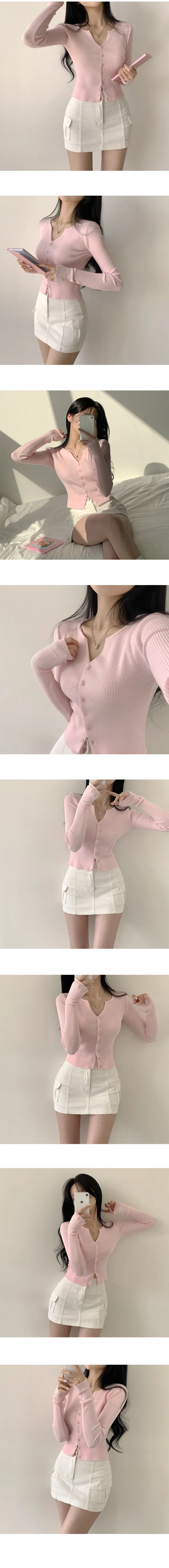 [말라보이는~/부드러워요] 기분 좋은 핏감, 골지 슬림핏 크롭 긴팔 니트가디건 (8color) 상세 이미지 4
