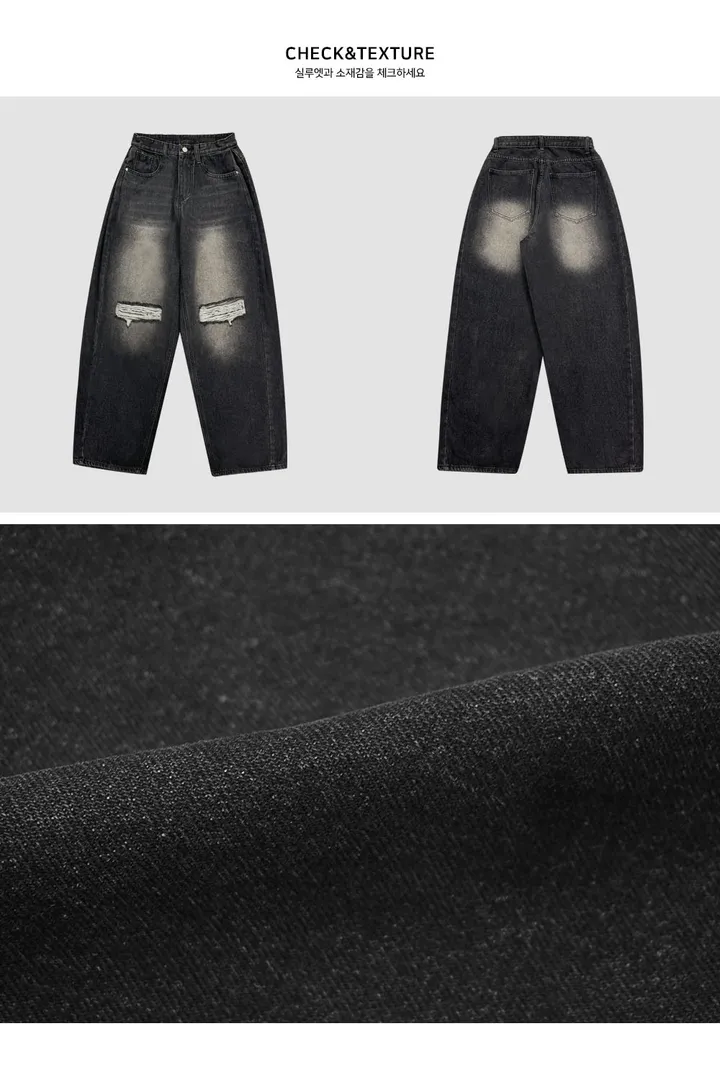 기획🫶🏻[모델추천/직원소장🖤] 기장선택 사이드 핀턱 롱 와이드 팬츠 데미지 VER - 4color 상세 이미지 6