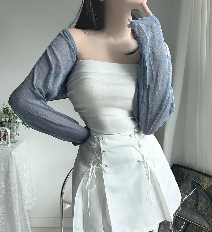 [1+1 할인!] 린조 시스루 볼레로 가디건 여름가디건 볼레로가디건 시스루 니트가디건 크롭 볼레로가디건 상세 이미지 8