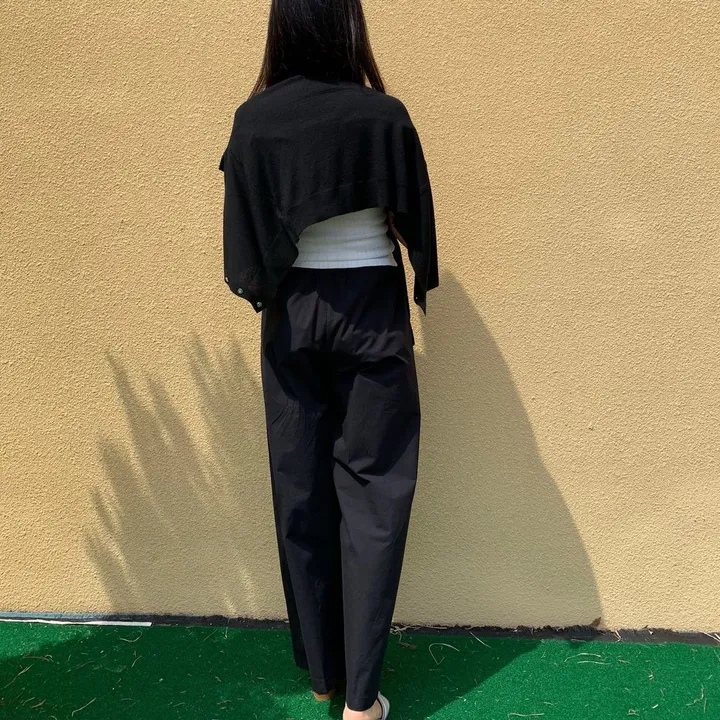 화이트 흰색 핀턱 밴딩 와이드 팬츠 상세 이미지 66