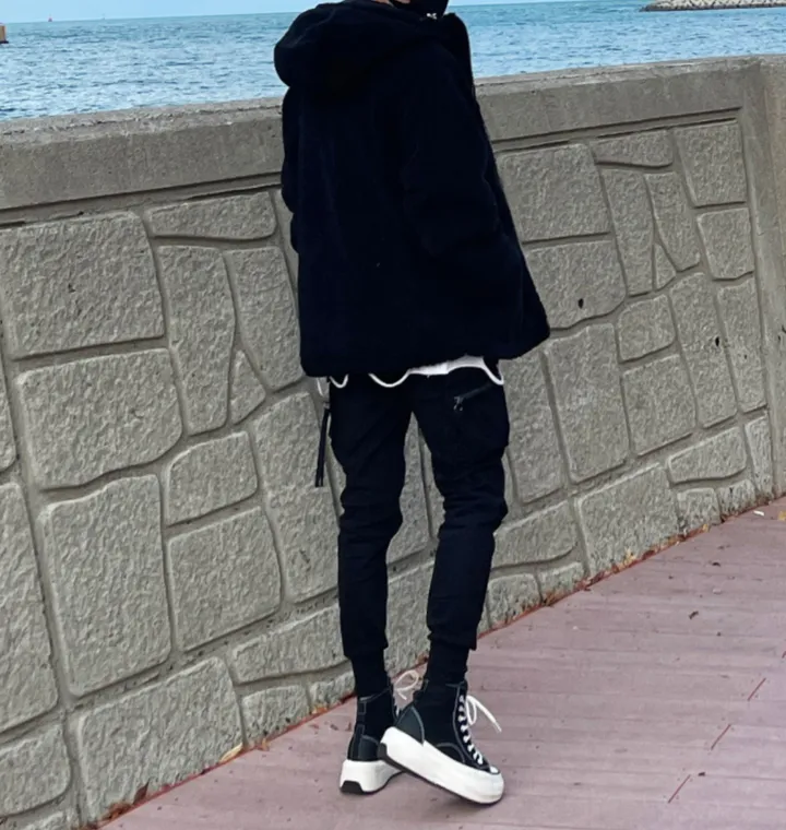 덤블 헤비 양털 패딩 오버핏 투웨이 스트링 후리스 뽀글이 후드 집업 자켓 점퍼 상세 이미지 74