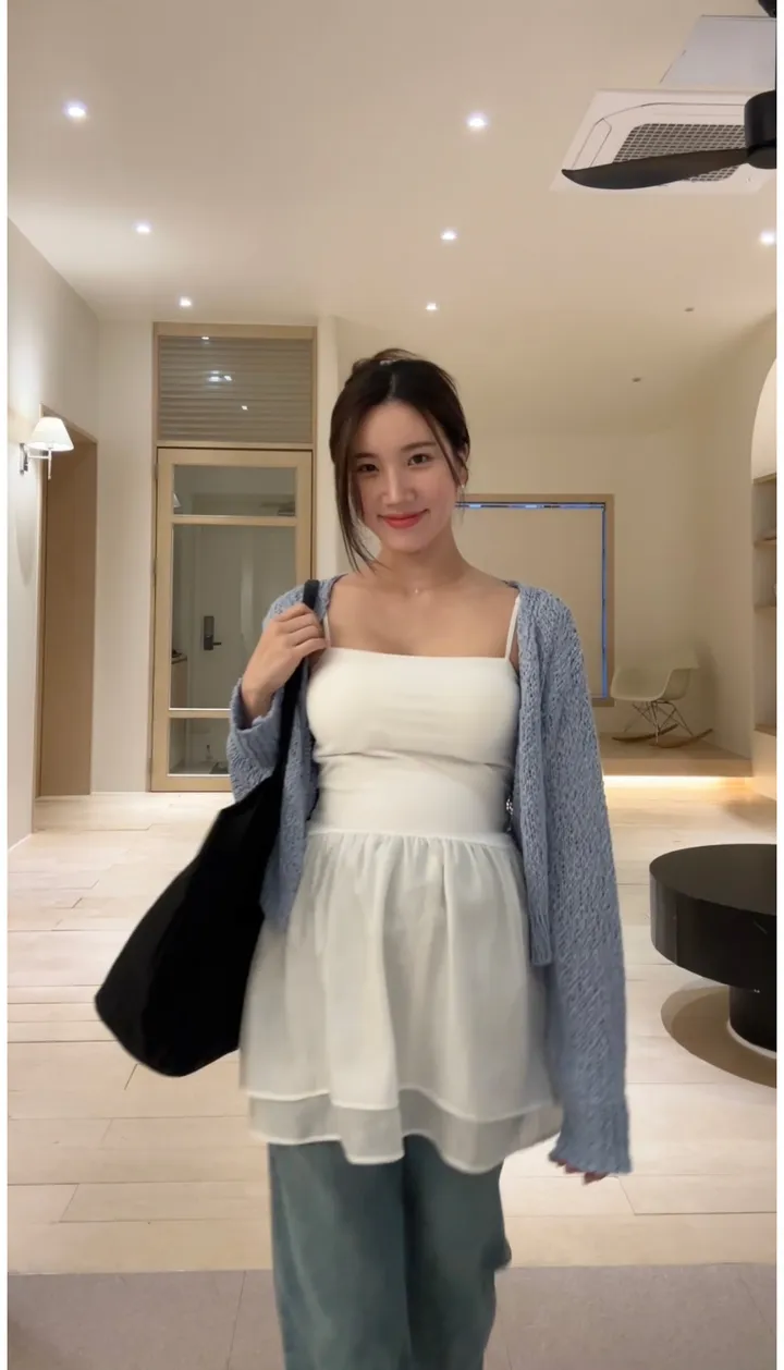 요거트 그물 니트 임산부가디건 파스텔 상세 이미지 22