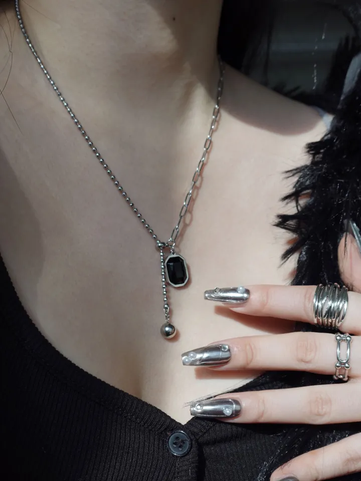 [s.steel] black drop necklace | 써지컬 블랙 드롭 목걸이 상세 이미지 4
