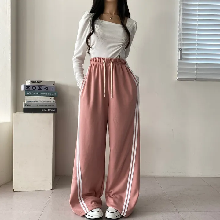 [힙무드/*롱다리핏연출*] 두줄 라인 사선 트랙 와이드 밴딩 트레이닝 팬츠 상세 이미지 24