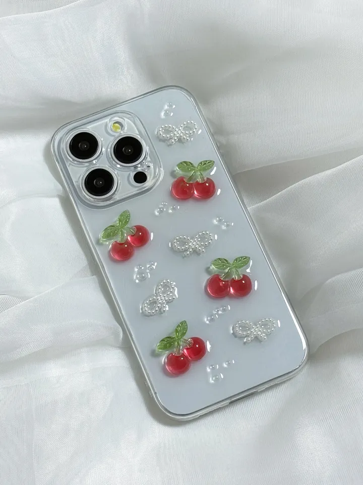 [주문폭주🍒] 체리 진주리본 레진 폰케이스 상세 이미지 2