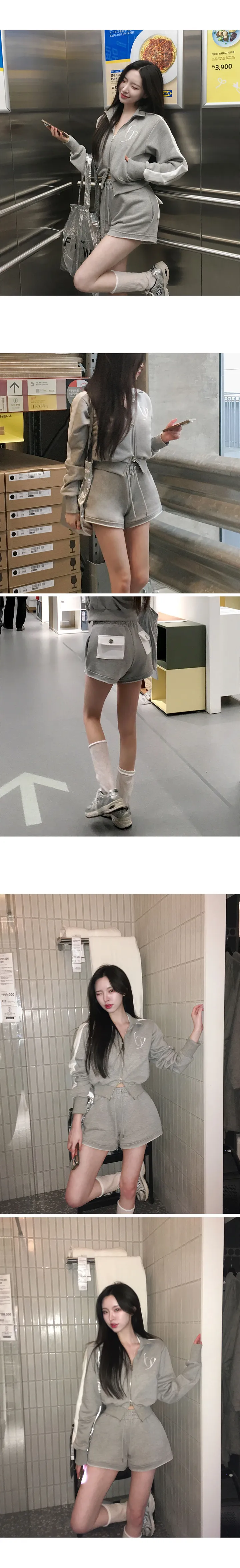 *부함x직각어깨핏[여름밤에도🖤] made 멜팅 배색 세미크롭 집업 상세 이미지 18