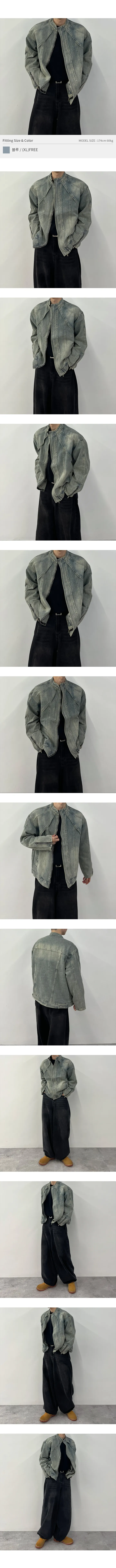 [특가판매][최저가/MD추천] 빈티지 오버핏 절개 바이커 데님 집업 자켓 상세 이미지 2