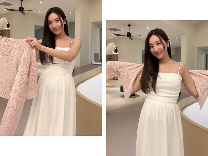 요거트 그물 니트 임산부가디건 파스텔 상세 이미지 15