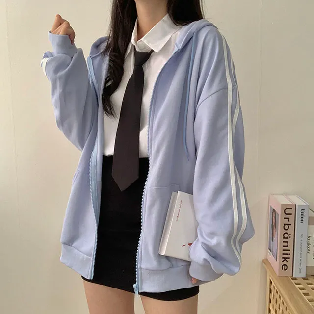 (◞˃ᆺ˂)◞💖[박시핏!/5컬러] 꾸안꾸강추 핏 예쁜 오버핏 심플 베이직 라인 두줄 포인트 기본 후드집업 상세 이미지 18
