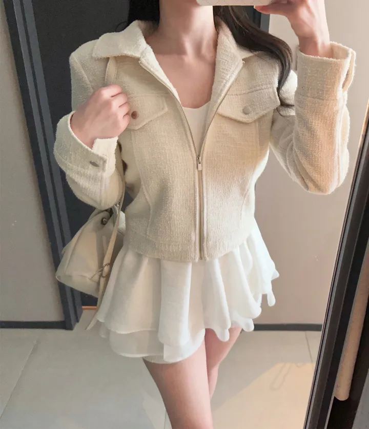 🤍슬림핏/고퀄리티🤍 슬림 포켓 카라 트위드자켓 봄자켓 상세 이미지 11