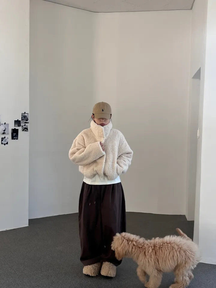 교복템 - 뽀글이 크롭 하이넥 양털패딩 - 점퍼 상세 이미지 20