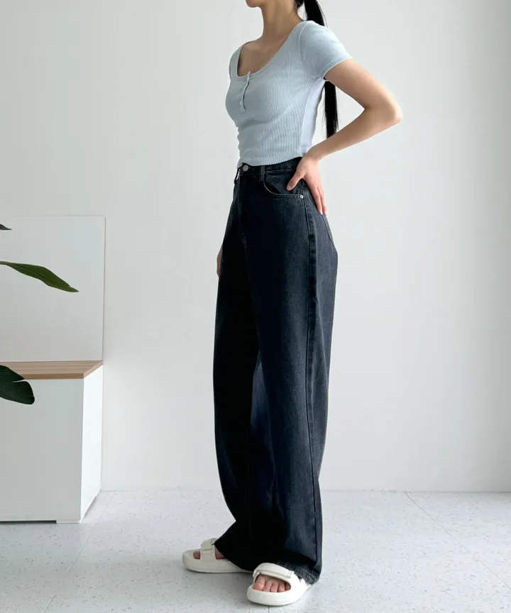 [3단기장/~2XL/6color/핫아이템]노수선와이드기획데님팬츠 상세 이미지 60
