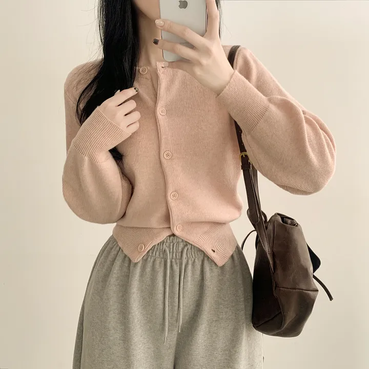 [팔뚝살커버!/포근~] 기본가디건 라운드 세미크롭 아방핏 니트가디건 상세 이미지 20