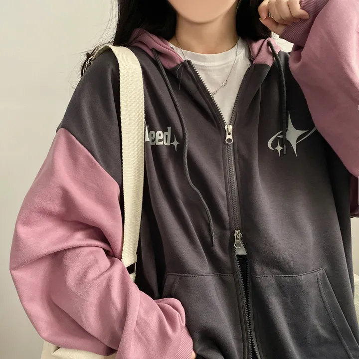 봄가을*[예쁜/스트릿!] 찰떡오버핏, 블리드 배색 투웨이 후드집업 3color 상세 이미지 13