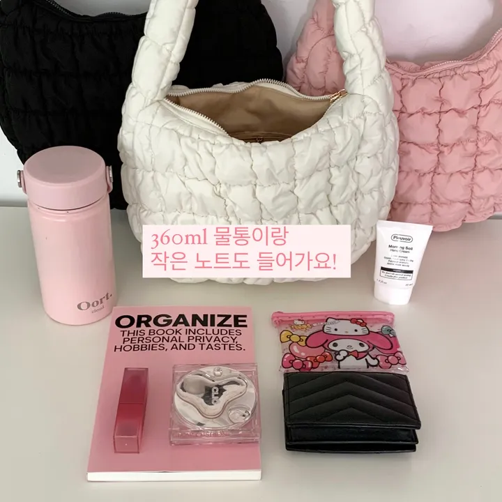 퐁신쫀쫀 겨울백 🩷 2type/ 폭신 귀여운 포인트 버블 미니 패딩백 제니 코스 사계절 신상 데일리 보부상 곱창끈 증정 소프트 크로스백 숄더백 상세 이미지 15