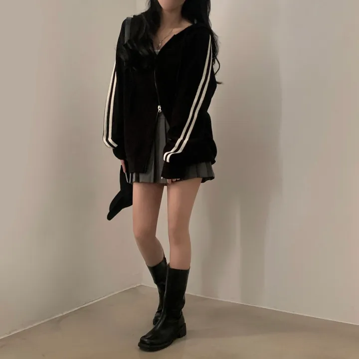 [투웨이!/저렴이XX] 펌킨 배색 라인 투웨이 오버핏 후드집업,니트가디건 - 4color 상세 이미지 35