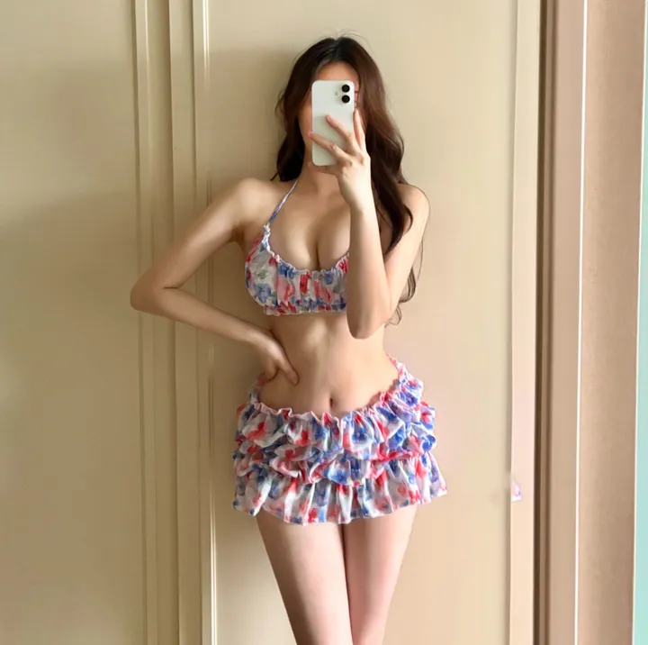 (M-XL) 캉캉비키니 주름 탱키니 쓰리피스비키니 스커트비키니 상세 이미지 11