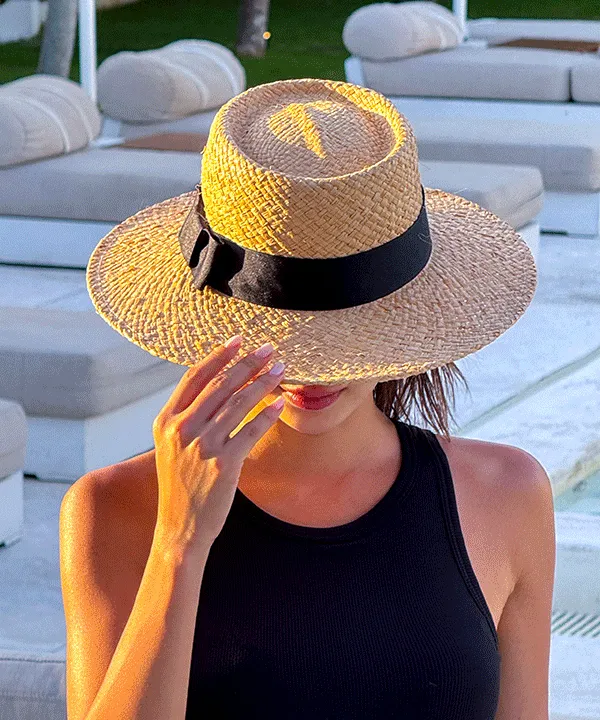 미니리본 라탄 페도라