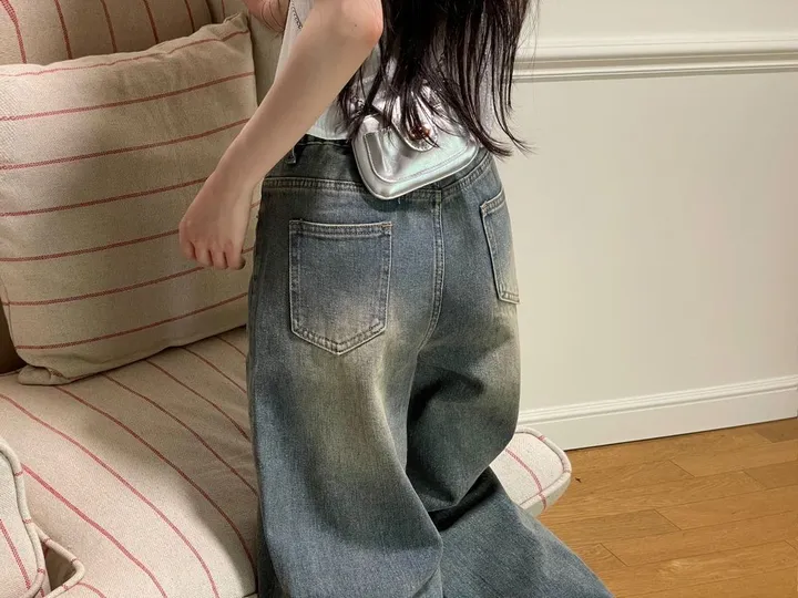 (롱&숏/S,M,L)컴포터블 뒷밴딩 빈티지 워싱 와이드 데님 롱팬츠 2color 상세 이미지 32