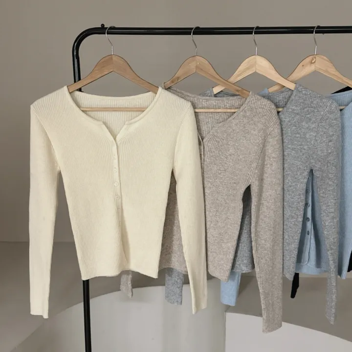 [부들소재,퀄좋아요!] 데일리핏~ 슬림 골지 단추 니트 가디건 5color 상세 이미지 25