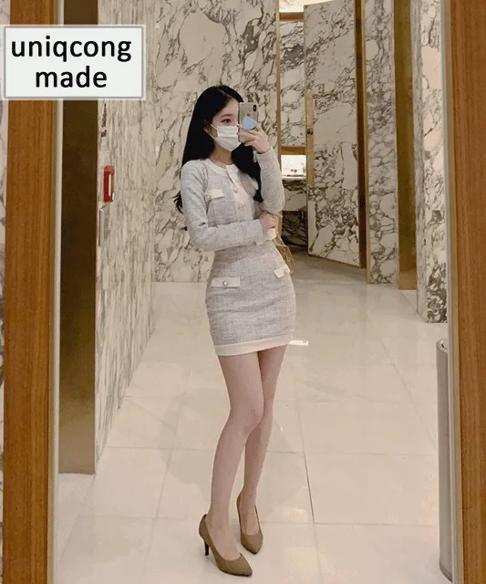 [자체제작/허리쏘옥] 쫀득 트위드 크롭자켓 미니스커트 세트 개별구매