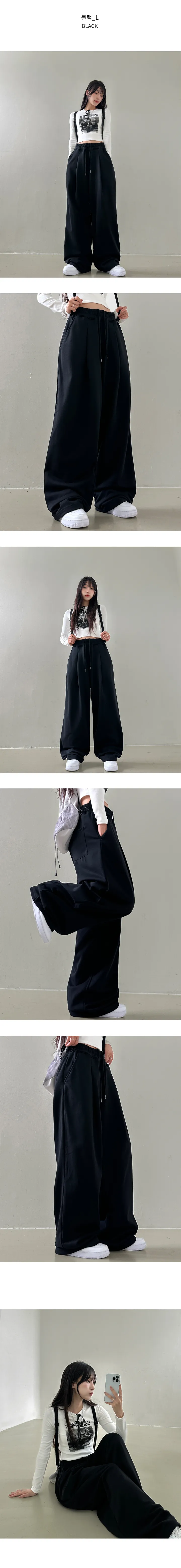 *묶음할인[M~XL/쭈리안감] 와이드한 원핀턱 밴딩 트레이닝 팬츠 상세 이미지 9