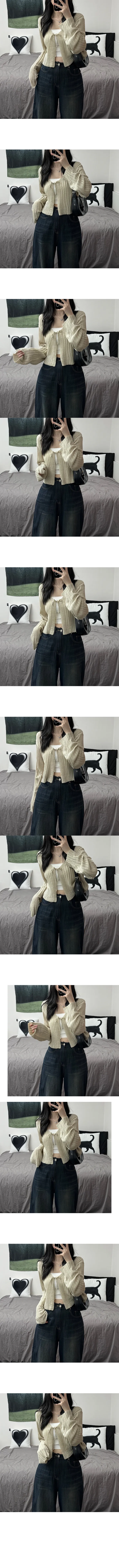 [청순무드/얇은 가디건] Ribbon-strap bolero knit cardigan 리본 스트랩 볼레로 니트 가디건 상세 이미지 4