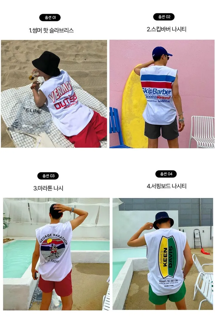 [상+하의 SET]남자수영복세트 나시 민소매 반바지 보드숏 비치웨어 바캉스룩 헬스 허니문 프린팅 여행 수영복반바지 스위밍 쇼츠 상세 이미지 3