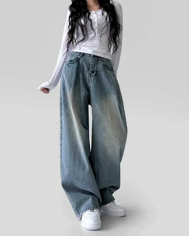 [~XL/2기장] 응팔 레트로 1988 워싱 벌룬 원 핀턱 통 와이드 데님 팬츠 바지 상세 이미지 19