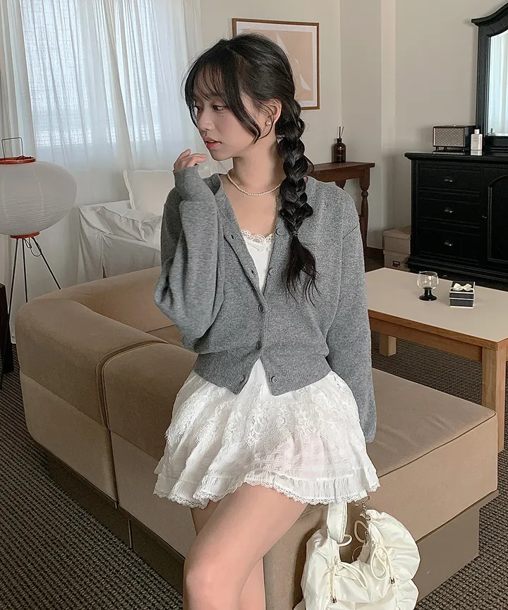 [데일리강추💗] 블러 라운드넥 가디건 봄 가을 / 출근룩 긴팔니트 봄가디건 가을가디건 하객룩 데일리룩 클래식블랑 상세 이미지 10