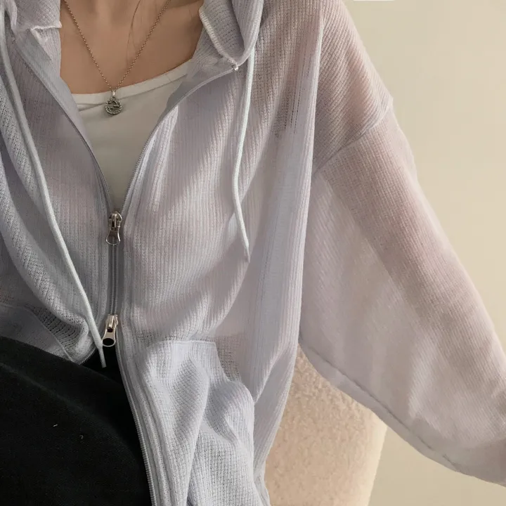 [여름아우터!/은은한비침] 한여름까지 필요한 투웨이 시스루 니트 후드집업,점퍼 - 5color 상세 이미지 33