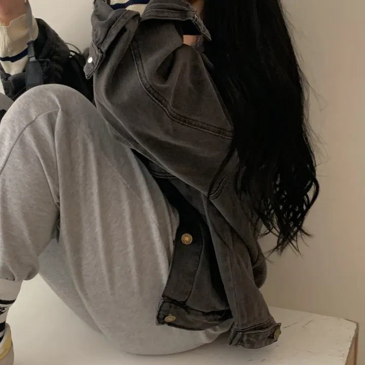 [빈티지/오버핏] 허쉬 봄,가을 루즈핏 흑청 면자켓;2col 상세 이미지 17