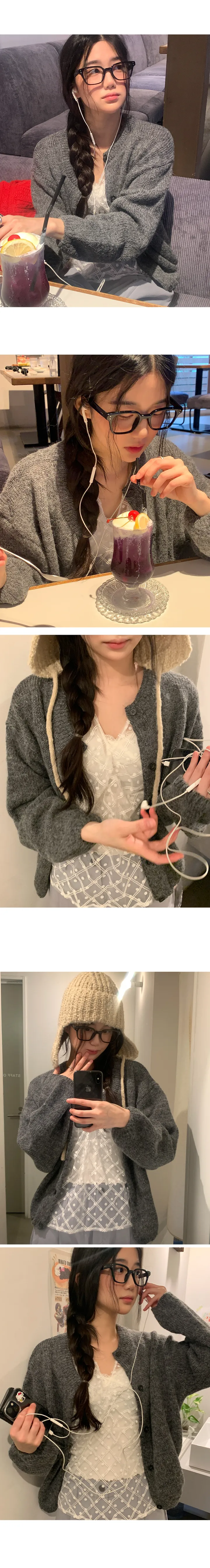 알파카 루즈핏 여리 울 니트 가디건 상세 이미지 5