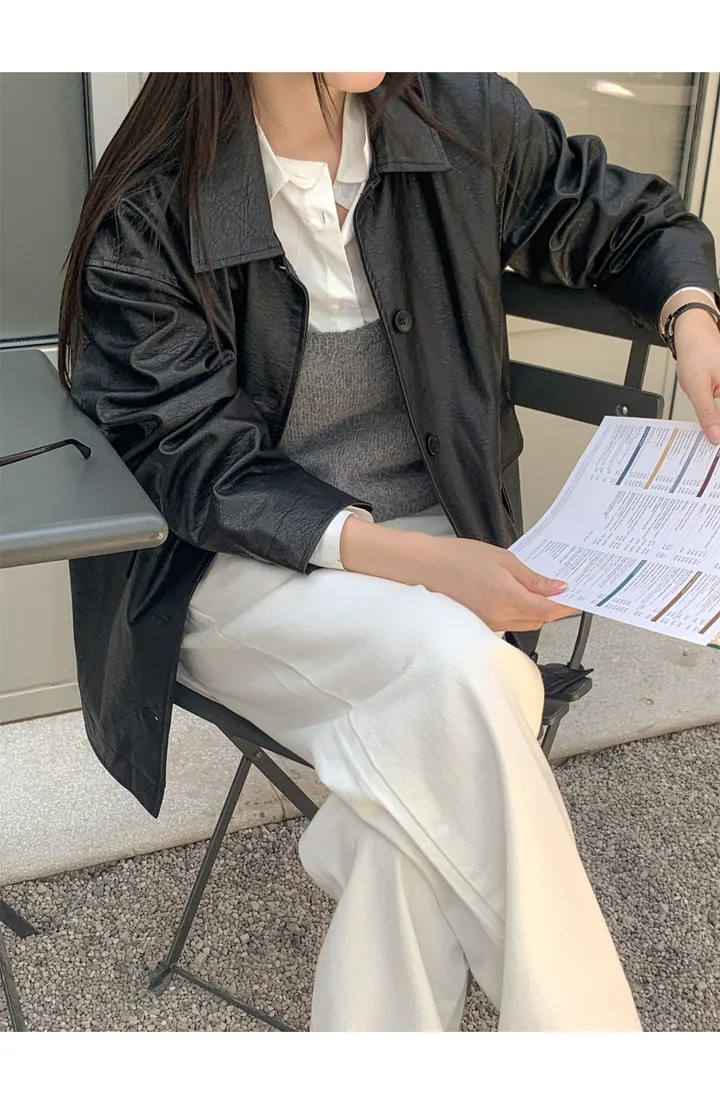 [자체제작/오늘출발/1만장돌파!]#봄🌷 바텐 오버핏 하프 레더 자켓 (데일리룩/개강룩/봄아우터/봄자켓/레더자켓/가죽자켓/루즈핏) 상세 이미지 168