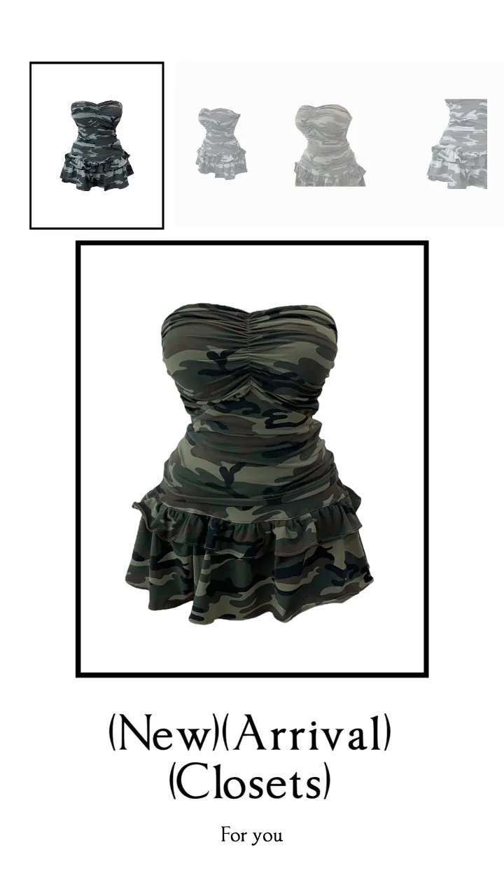 Camo military top skirt set 카모 밀리터리 탑 스커트 세트 상세 이미지 3