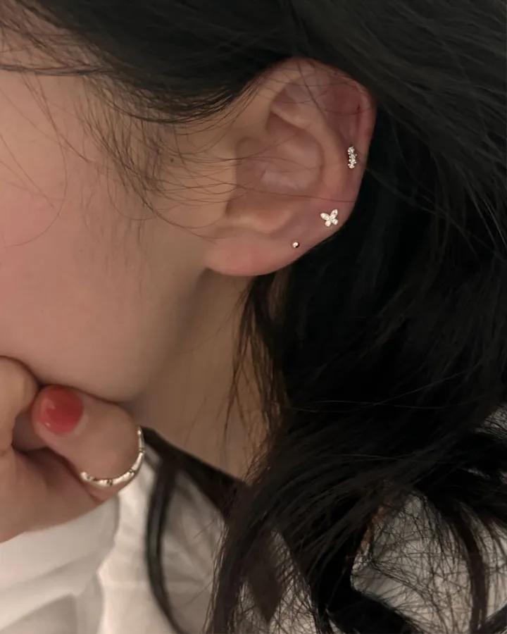 [925silver/3set] some one 미니 나비 큐빅 볼 925실버 피어싱세트 상세 이미지 7