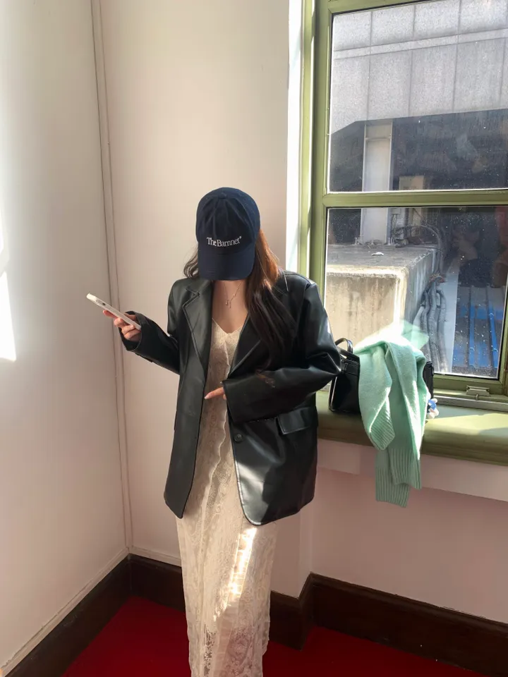 [싼티광X/루즈핏] 메가 트림 레더 블레이져 자켓-2col 상세 이미지 21