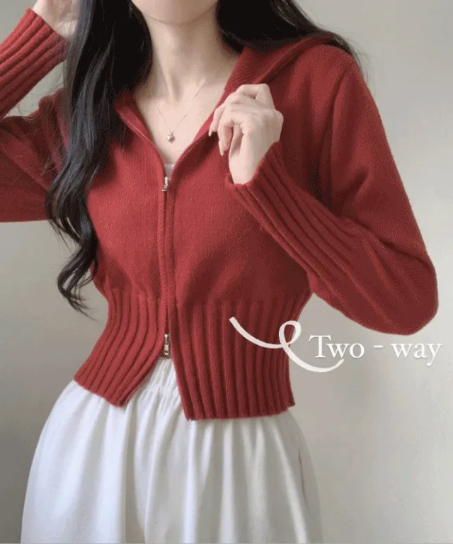 [데일리집업❤/허리잘록핏!] 젤라또 하이넥 카라 퍼프 투웨이 긴팔 니트 크롭 가디건 집업 (6color)