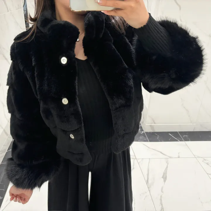 아이바배⚜premium 폭스 페이크 밍크 비건 숏코트 (수입) 상세 이미지 8