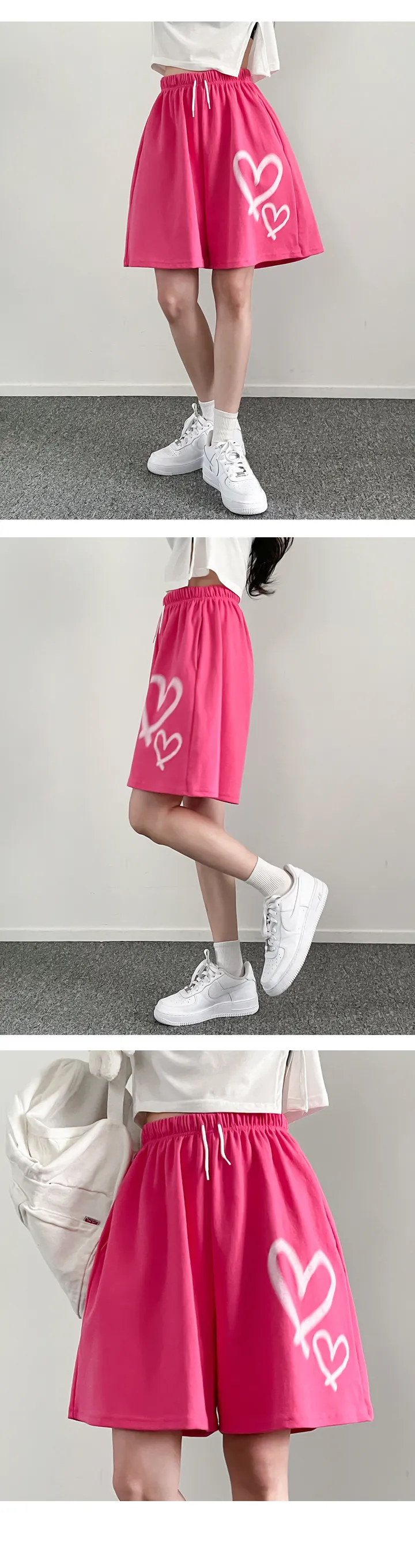 [와이드팬츠!]하트하트 와이드 5부 밴딩 반바지 상세 이미지 9