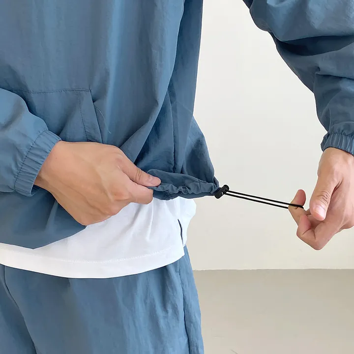 나일론 후드 아노락 긴팔 반바지 세트 커플 상세 이미지 9