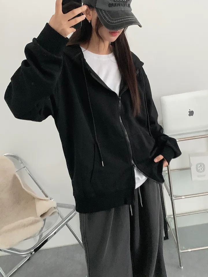 [UNISEX🖤/2사이즈선택(추가금x) 교복템,퀄보장🖤 투웨이집업 오버핏 기본 데일리 후드집업 남녀공용 커플템] 올데이투웨이후드집업 상세 이미지 36