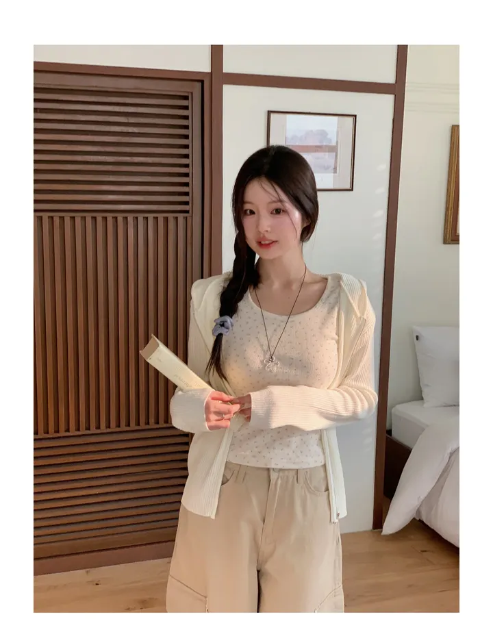 (주문폭주) 헤리 후드 골지 여리핏 니트 집업 (3color) 상세 이미지 20