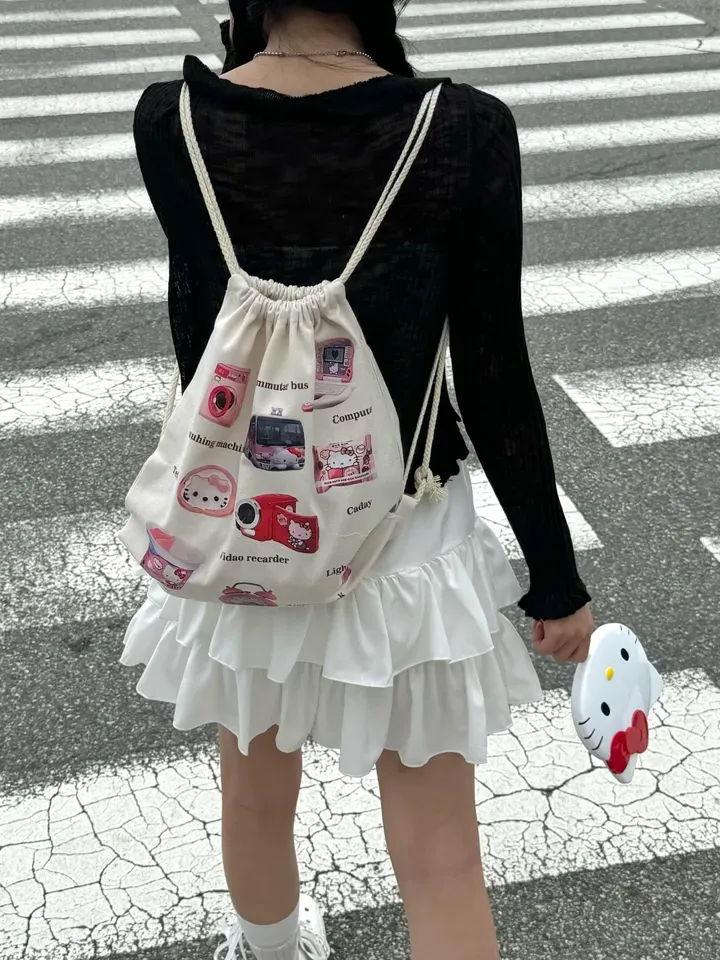[정품]🍥퀄리티보장/키치스트링백팩4TYPE🍥키치 Y2K 컨버스 스트링 짐색 백팩 가방 보부상백 상세 이미지 7