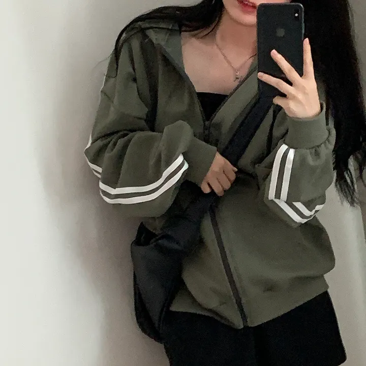 [루즈핏/꾸안꾸🖤] 키트 투라인 후드 집업 점퍼 상세 이미지 18