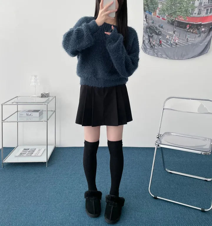 Pine leaf boat nect crop knit 상세 이미지 9