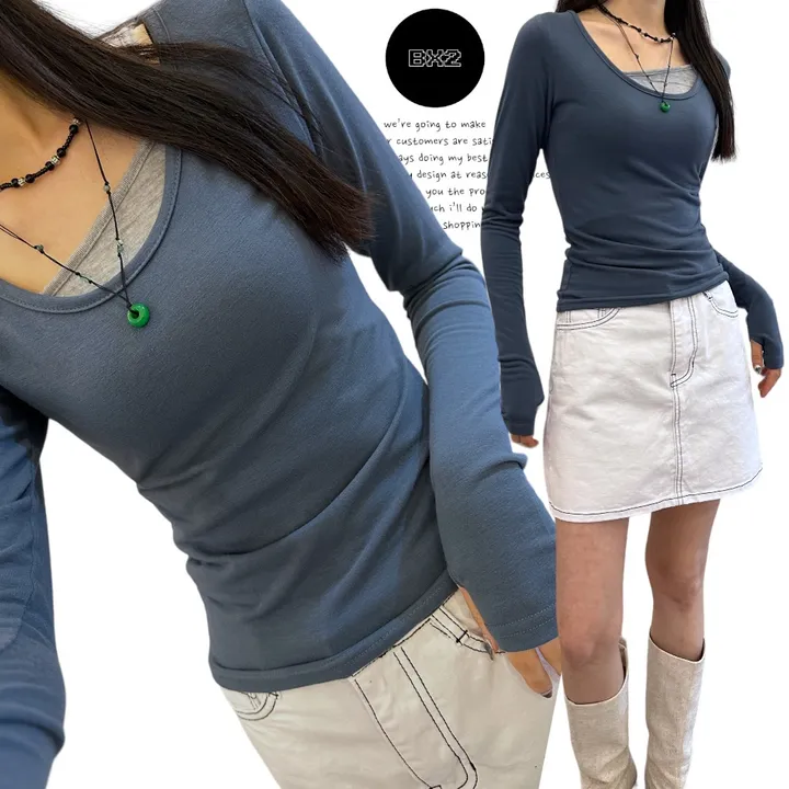 *라인대박 착붙 쫀쫀 스판 유넥 워머 데일리 긴팔 티셔츠 상세 이미지 2