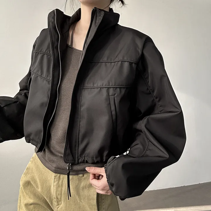 당일출고🚀[quality/도톰] 하이넥 파이핑 고프코어 루즈핏 스트링 바람막이 점퍼 3color 상세 이미지 35