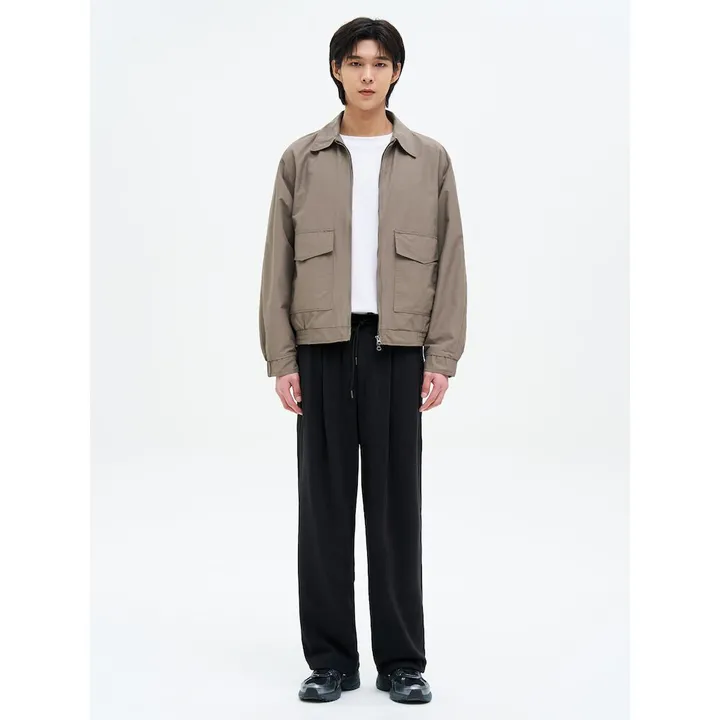 에잇세컨즈 칼라 집업 블루종 카키